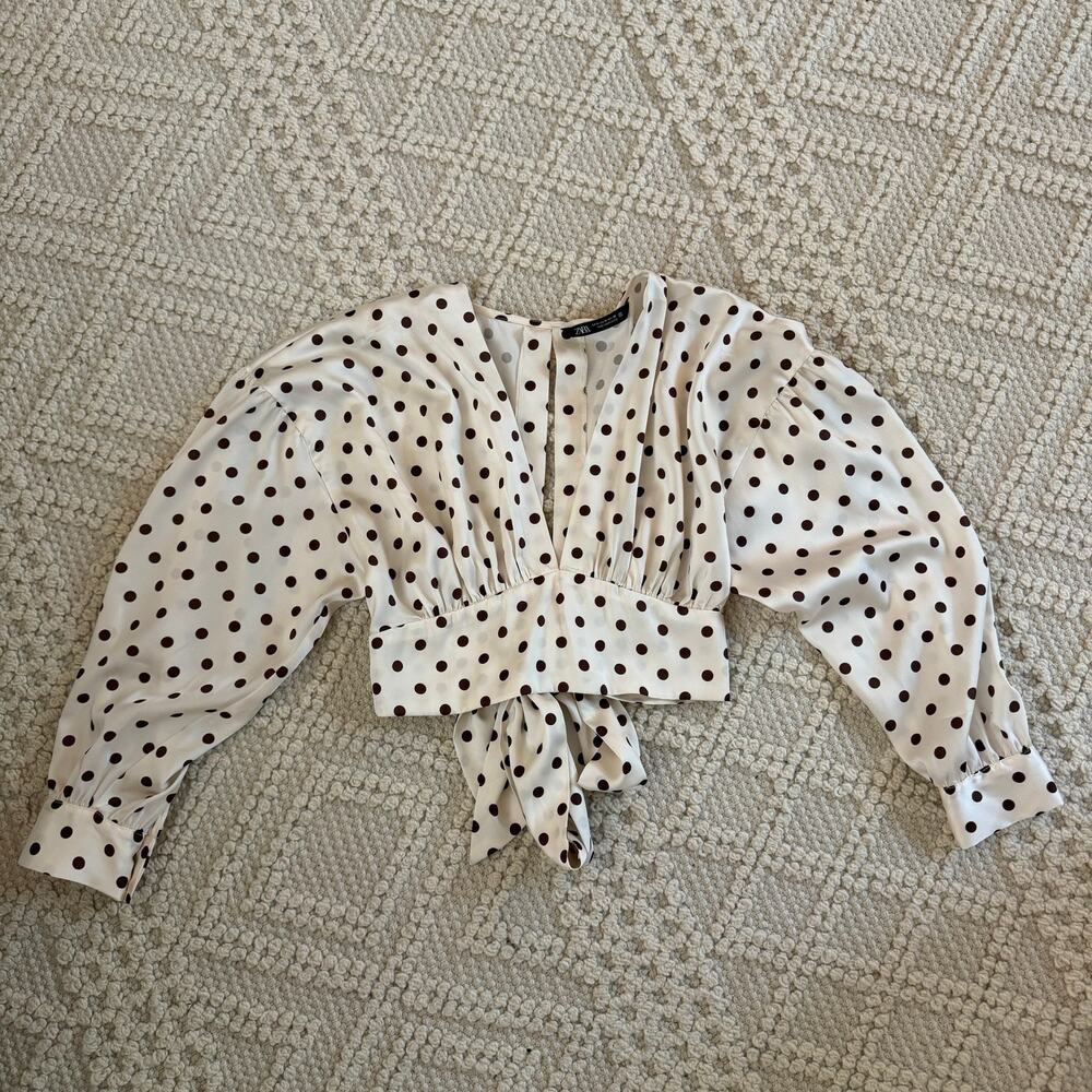 Zara Cream with Brown Polka Dot Blouse